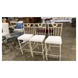 3 METAL AND UPHOLSTERED CUSHION BAR STOOLS
