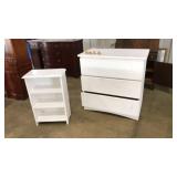 WHITE PAINTED DRESSER & BOOKSHELF