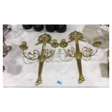 PAIR OF BRASS CANDLESTICK WALL SCONCES