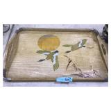 PAINTED DUCK SERVING TRAY WITH STAINLESS BOWLS