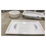 CORNING WARE TRAY, DISH AND BOWL