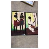 PAIR OF FRAMED CLOTH AFRICAN ART