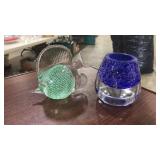 BLOWN GLASS FISH AND CANDLE VOTIVE