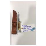 ANTIQUE STAG HANDLE HUNTING KNIFE W/SHEATH