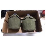 2 US ARMY 1956 CANTEENS W/COVERS