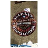 HARLEY DAVIDSON MOTORCYCLE ROUND TIN SIGN