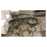 3 PC METAL AND GLASS LIVING ROOM SET