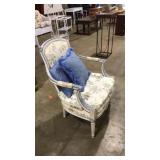 VNTG. LOUIS XVI-STYLE ARMCHAIR: BLUE/WHITE FLORAL