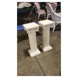 PAIR OF WHITE COLUMN PEDESTALS