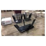 GLASS & METAL COFFEE TABLE & 2 END TABLES