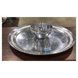 TOWLE MOTHER OF PEARL INLAY CHIP/DIP TRAY, S.PLATE