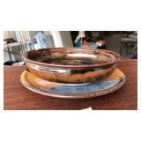 GLAZED POTTERY PLATE & GLAZED BOWL STAMPED '76
