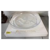 SASAKI CRYSTAL 'WINGS' GLASS PLATTER WITH BOX