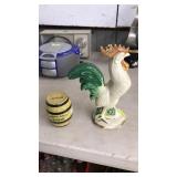 'HAPPY DAYS' TIN COIN BANK & PLASTIC ROOSTER BANK