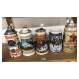 (5) BUDWEISER BEER STEINS