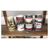 (4) BUDWEISER BEER STEINS