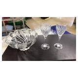 LOT OF MIKASA GLASSWARE: 2 WINE GLASSES & BOWL
