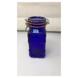 VNTG. COBALT BLUE "PURE WHOLESOME TREATS" LID JAR