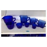 LOT OF VNTG. COBALT BLUE GLASS KITCHENWARE