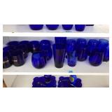 LRG LOT OF COBALT BLUE GLASSWARE