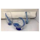 3 PC. LENOX "UNDERSEA PARADISE" ART GLASS