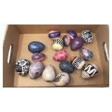 LOT OF HAND CARVED SOAPSTONE EGGS, MADE IN KENYA