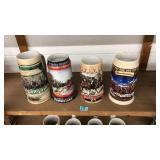 (4) BUDWEISER BEER STEINS