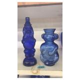 2 COBALT BLUE GLASS BOTTLES, MARYLAND GLASS CO