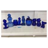 8 VNTG COBALT BLUE GLASS FIGURINES