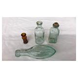 LOT OF ASST. GREENGLASS & BROWN GLASS JAR
