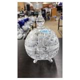 CRYSTAL CUT GLASS LIDDED JAR