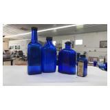 LOT OF COBALT BLUE GLASS JARS