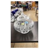 LEAD CRYSTAL GLASS LIDDED JAR, MADE IN POLAND