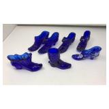 (7) VNTG. COBALT BLUE GLASS SHOES