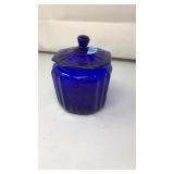 VNTG. COBALT BLUE ANCHOR HOCKING JAR W/LID
