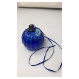 VNTG. COBALT BLUE HANDBLOWN GLASS ORNAMENT