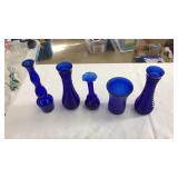 (5) COBALT BLUE BUD VASES