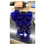 (8) COBALT BLUE STEM WINE GLASSES