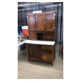 ANTQ. WOOD AND ENAMEL HOOSIER CABINET