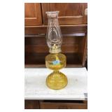 ANTQ. YELLOW GLASS OIL LAMP