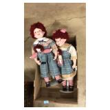 PAIR OF VNTG. PORCELAIN RAGGEDY ANN & ANDY DOLLS