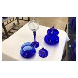 LOT OF ASST. COBALT BLUE GLASS DECOR