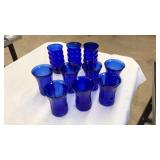 10 COBALT BLUE GLASS CUPS