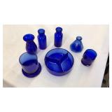 LOT OF COBALT BLUE GLASSWARE