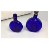 (2) COBALT BLUE GLASS FLASKS