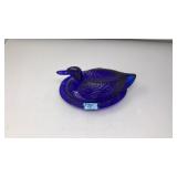 COBALT BLUE GLASS PEDESTAL BOWL, MADE IN POLAND