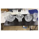 3 CUT GLASS BASKETS & VASE