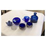 LOT OF COBALT BLUE DECOR