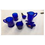 LOT OF COBALT BLUE GLASSWARE