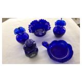LOT OF ASST. COBALT BLUE GLASS COLLECTIBLES